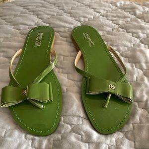 COPY - Size 7 green Michael kors flip flops